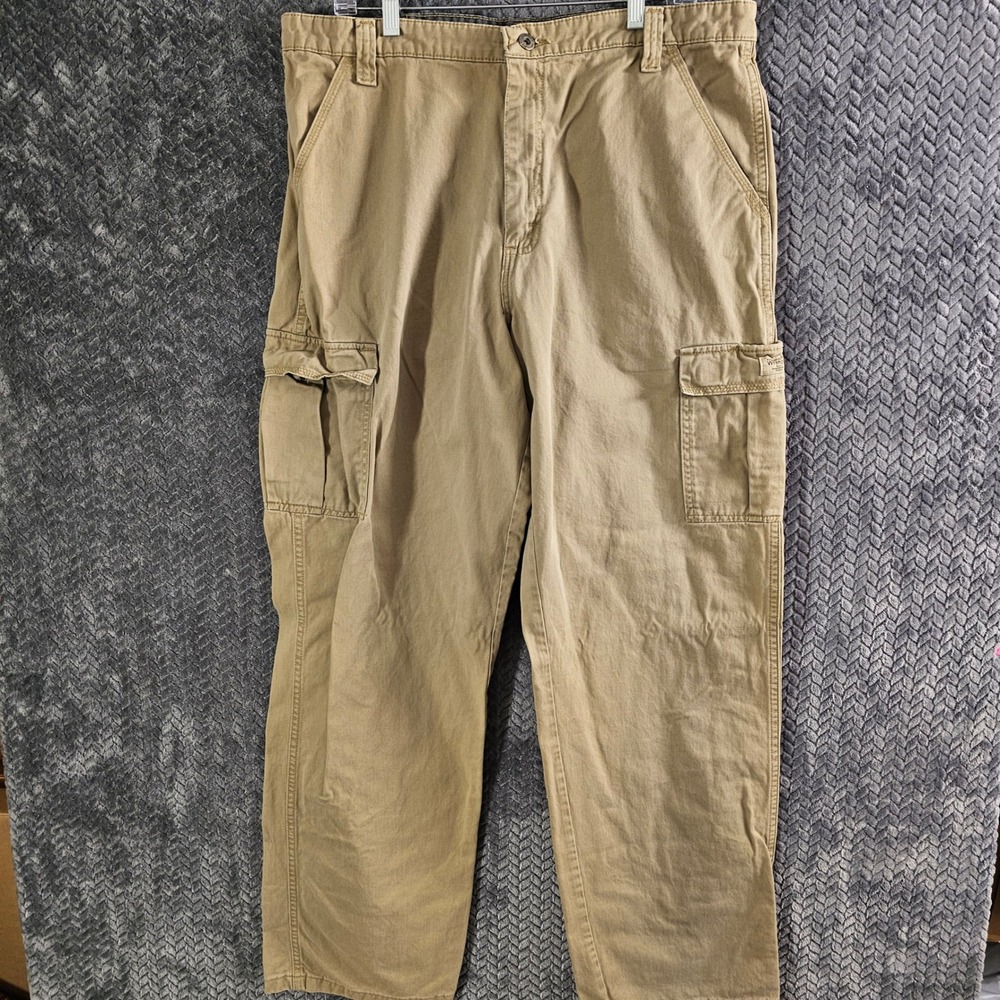 Wrangler Mens Tan Khaki Cargo‎ Pants 70LEWGR Cotton Workwear 36x34